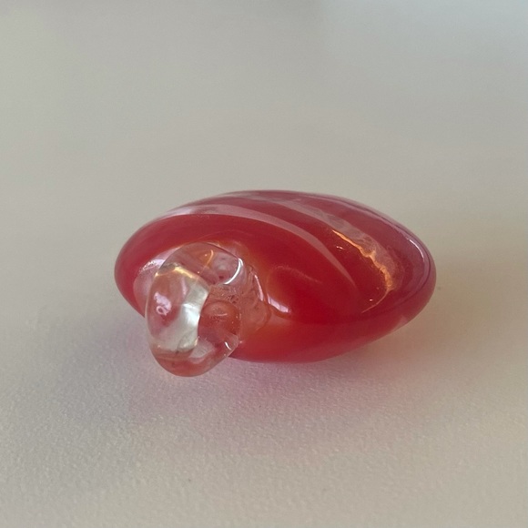 Handmade Blown Glass Red White Heart Pendant - Picture 5 of 5